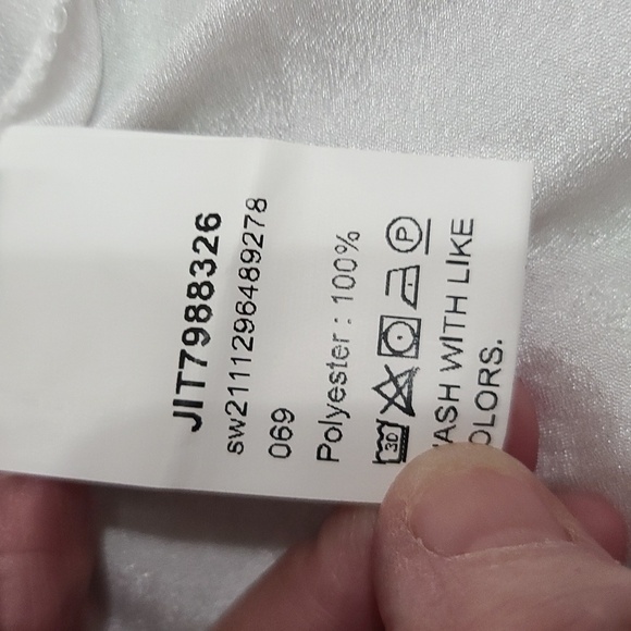 Shein Womens Dress White W/Red Embroidered Floral Sheer Overlay Sleeves Sz L EUC - Picture 8 of 11